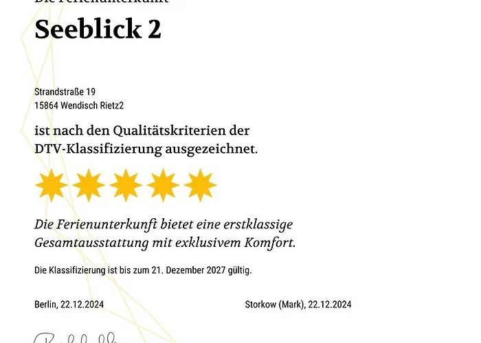 5*ferienwohnung Seeblick 2 Apartment Wendisch Rietz